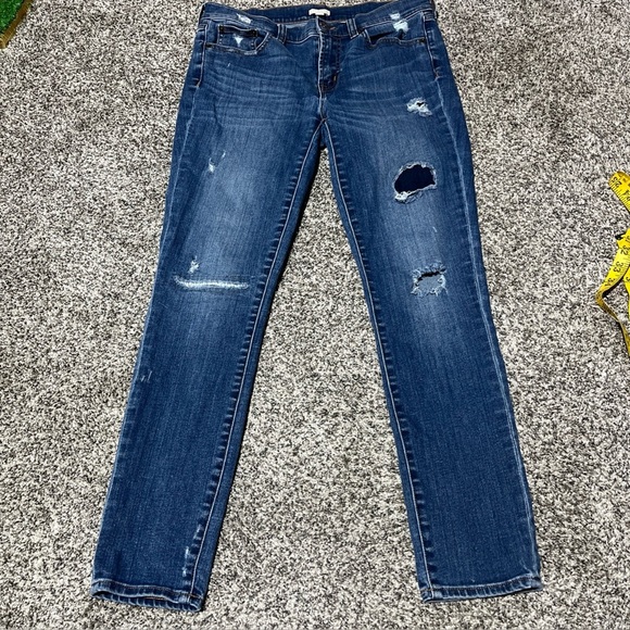 J.Crew Womens Size 27 Mid Rise Medium Wash Stretch Distressed Skinny Denim Jeans - Picture 1 of 12